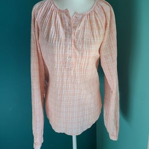 Veronica Beard size small seersucker gingham button front blouse preppy, spring
